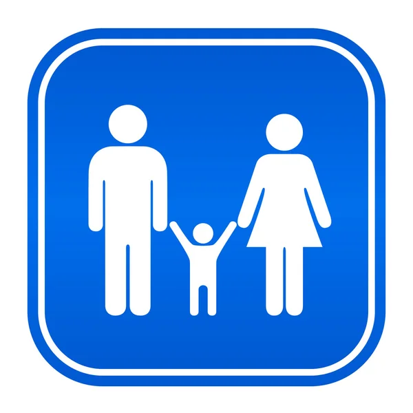 Família sinal quadrado azul — Vetor de Stock