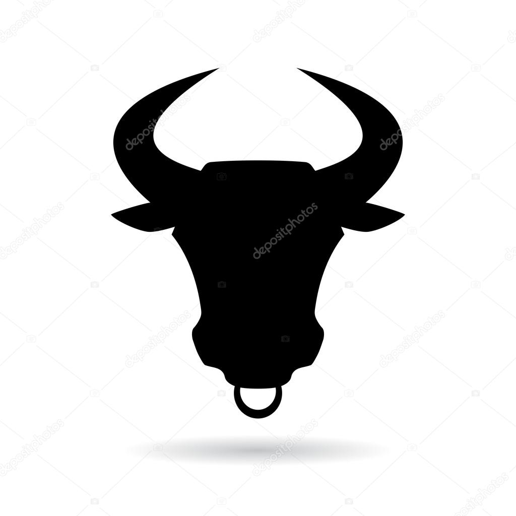 Bull face vector silhouette icon illustration isolated on white background