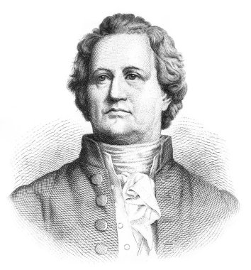 Johann Wolfgang von Goethe, Alman yazar ve şair (1749-1832). Fotoğraf C. Oeser 'in Aesthetische Briefe adlı antika kitabından alındı, Leipzig 1874' te basıldı..