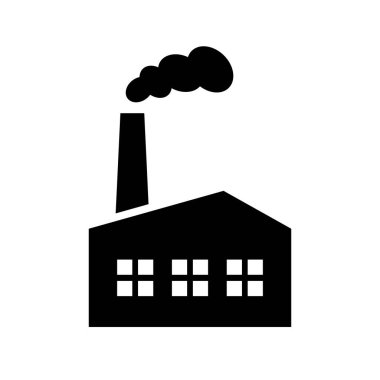 Beyaz arkaplanda fabrika vektör simgesi