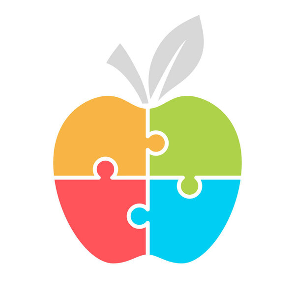 Jigsaw puzzle apple, template for infographics