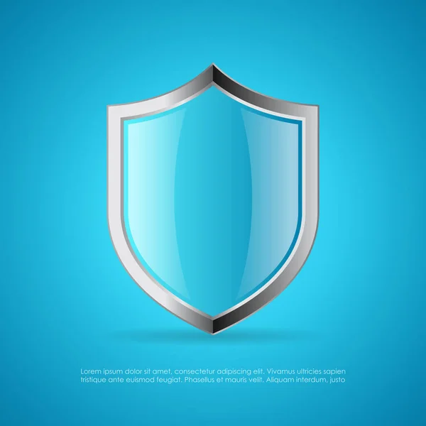 Bouclier Vectoriel Protection Verre Bleu — Image vectorielle