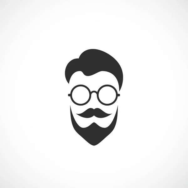 Hipster Cara Con Gafas Redondas Retro — Vector de stock