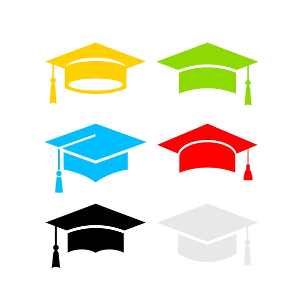 Chapeaux Graduation Six Couleurs — Image vectorielle