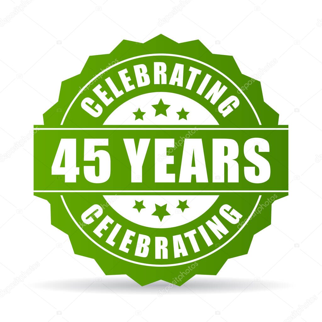 45 years celebrating green vector icon