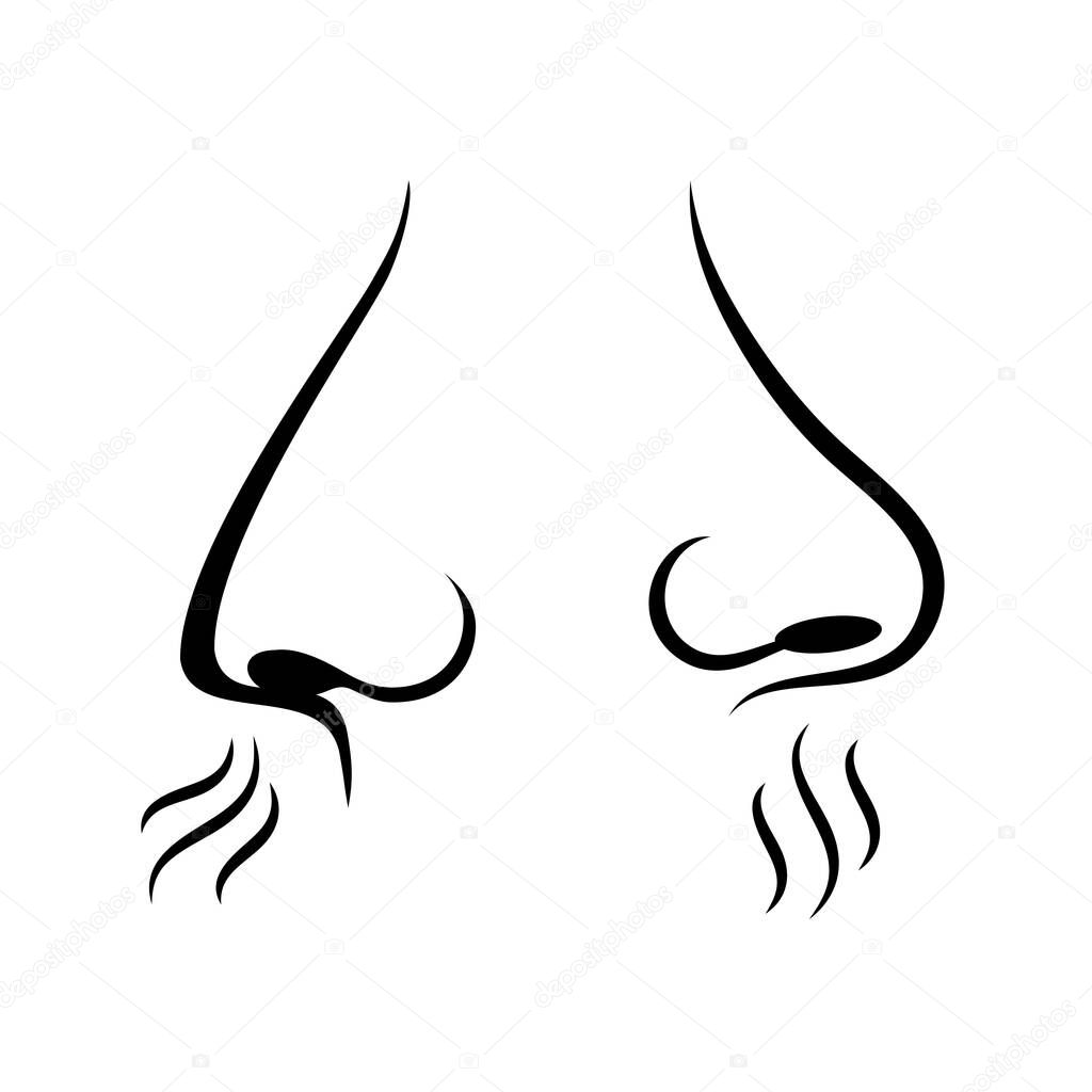 Smell nose pictogram set