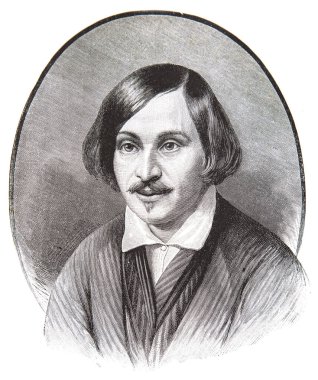 Nikolai Gogol (1809-1852), ünlü Rus yazar ve romancı. Antik Rus dergisi Niva 'dan eski oyma bir portre, Saint Petersburg 1905.