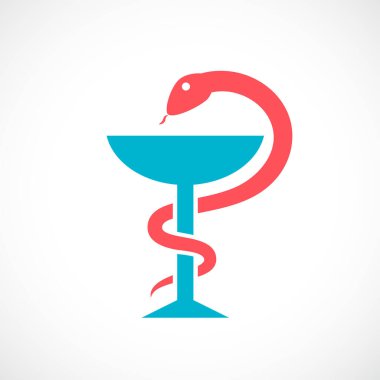 Medical cup and snake vector symbol clipart