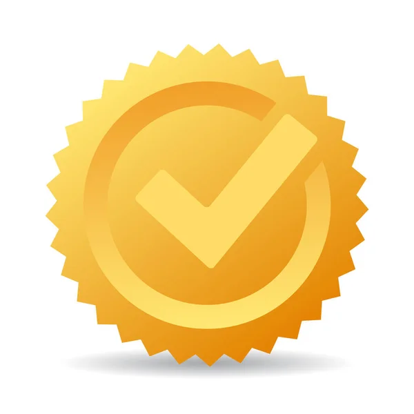 Gold Check Mark Vector Icon — Stock Vector