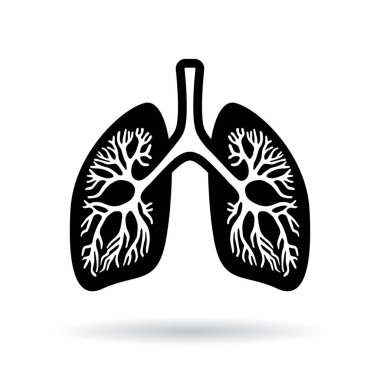 İnsan ciğerlerinin siyah silueti.