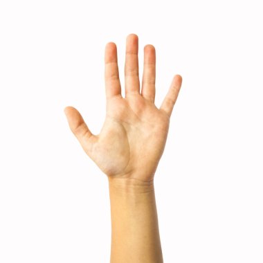 Açık el ve bembeyaz beş parmak.