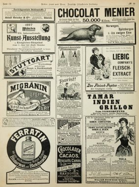 Fotoğraf: Uber Land und Meer (Deniz ve Toprak Üzerinde), eski moda reklam içeriği. Stuttgart, Almanya 1897 'de yayınlandı..