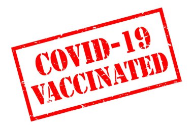 Covid-19 aşılanmış vektör damgası beyaz arkaplanda izole edildi