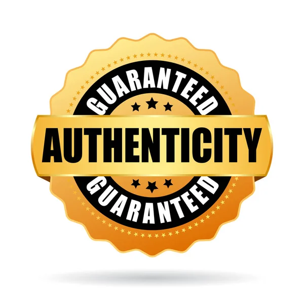 Authenticity Guaranteed Gold Vector Emblem — Vector de stock