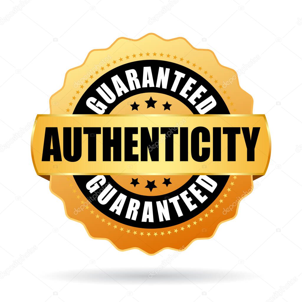 Authenticity guaranteed gold vector emblem