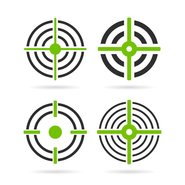 Set Icona Vettoriale Obiettivo Verde — Vettoriale Stock