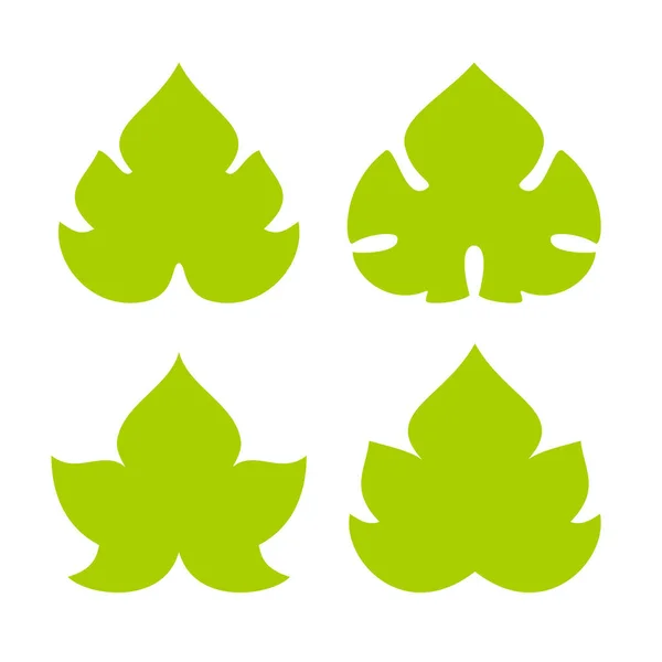 Green Vine Leaf Vector Icon Set — Stock Vector