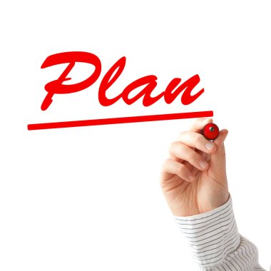 İnsan el yazısı. Plan kelimesi.
