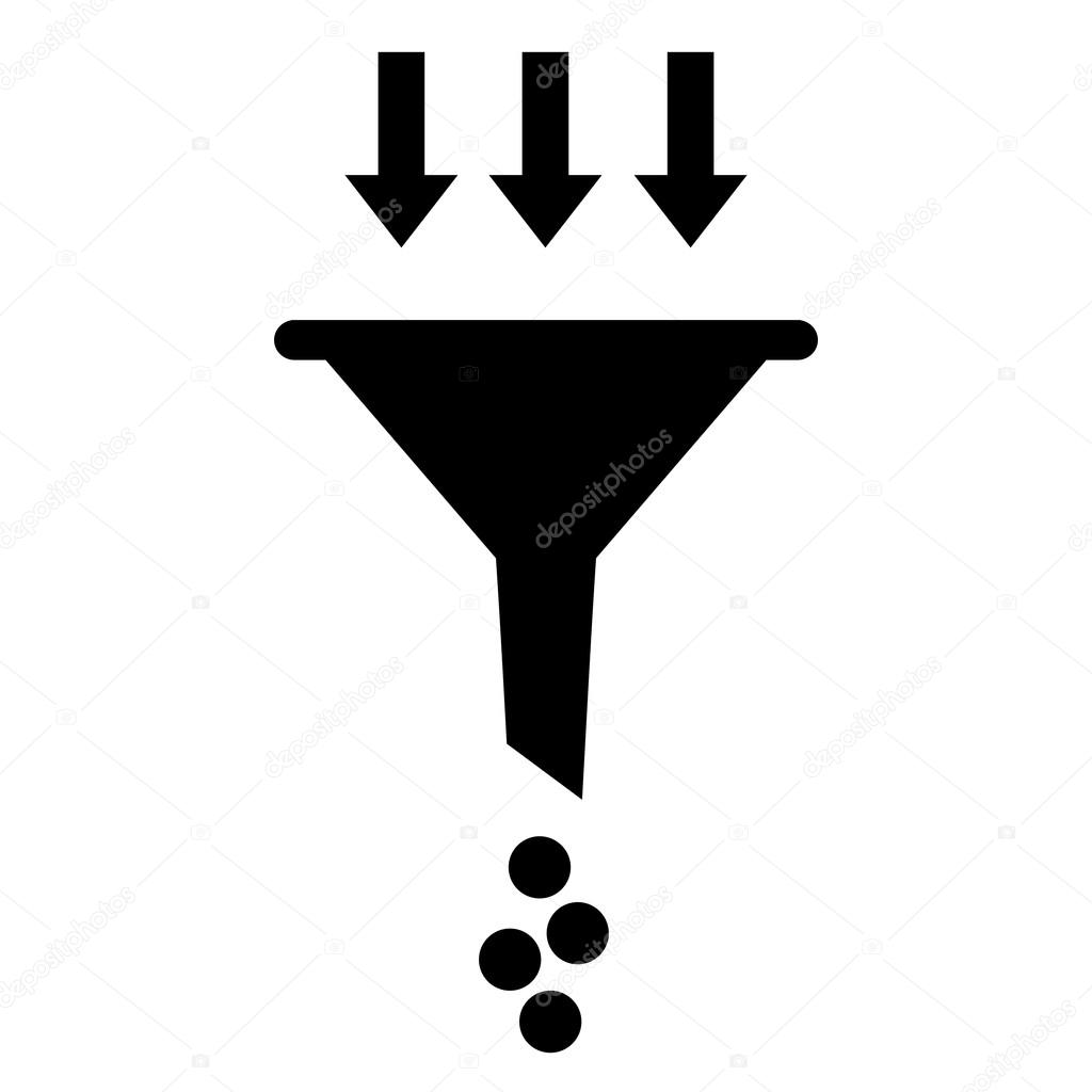 Filtering funnel icon isolated on white background
