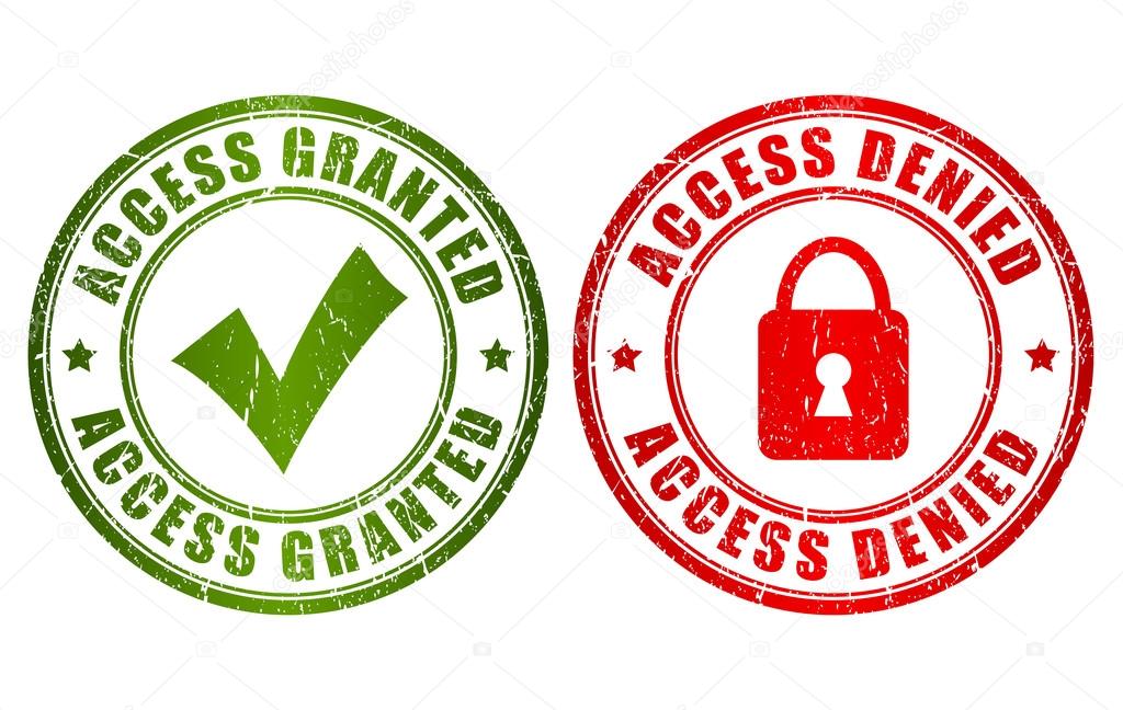 Access granted denied stamps isolated on white background