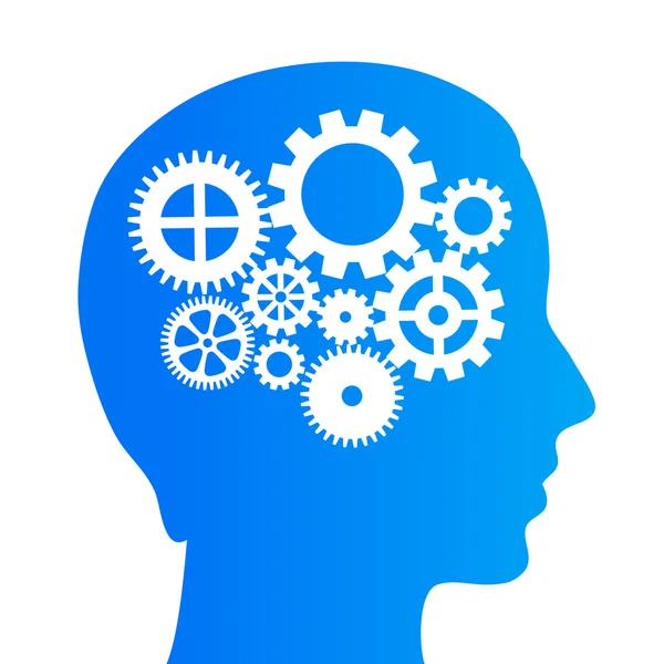 Thinking brain with gears — Stock Vector