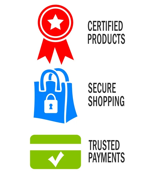Iconos de compras seguras — Vector de stock