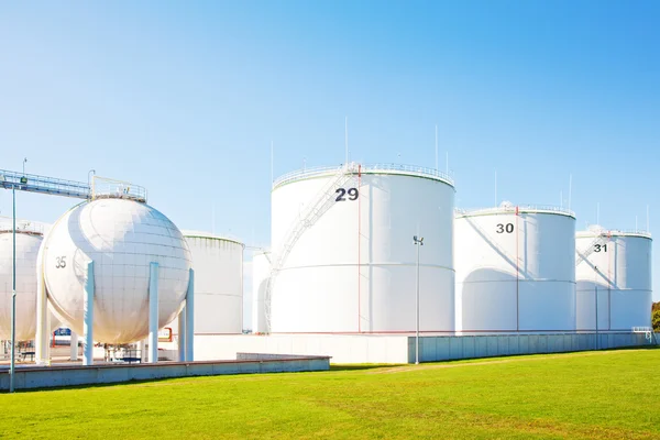 Oil storage tanks Royalty Free Stock Images