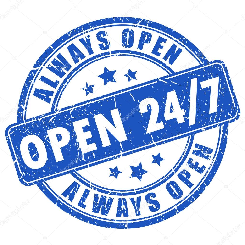 Always open stamp on white background