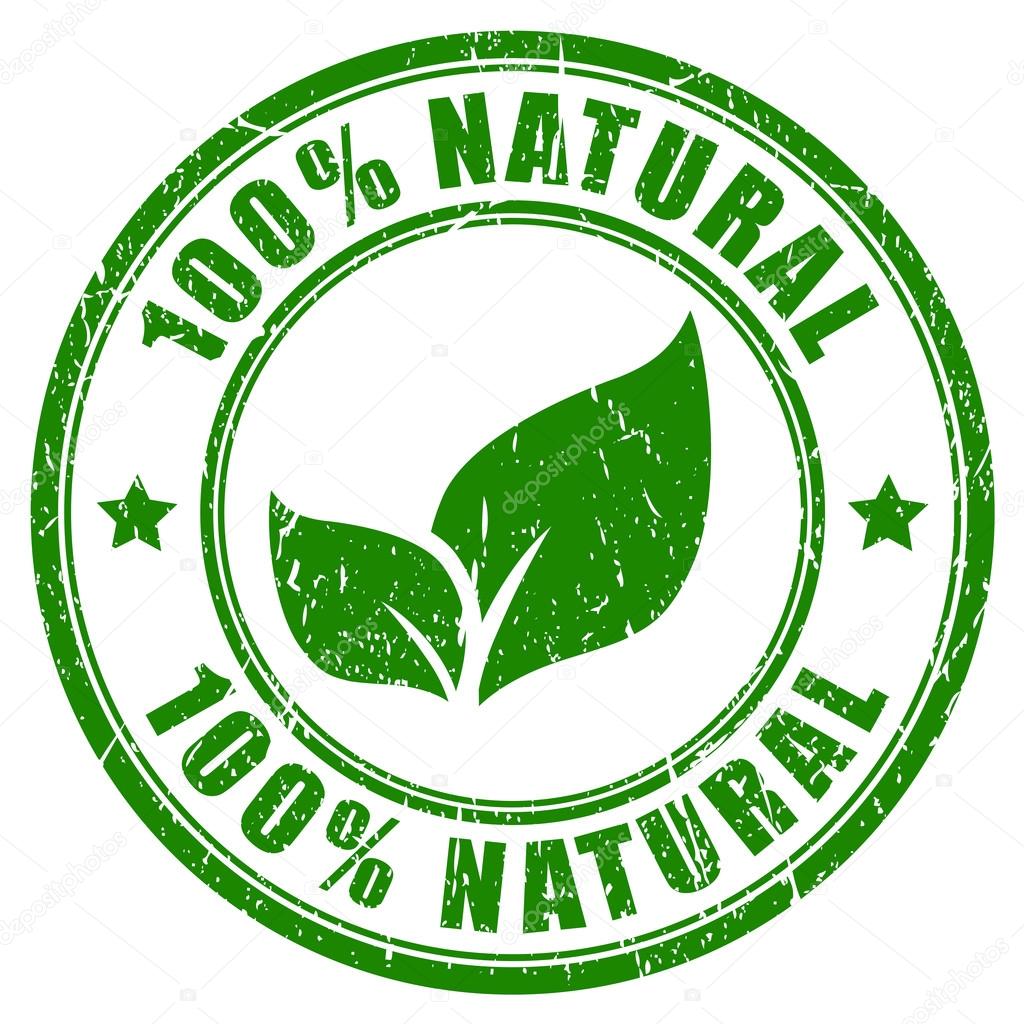 100 natural stamp on white background