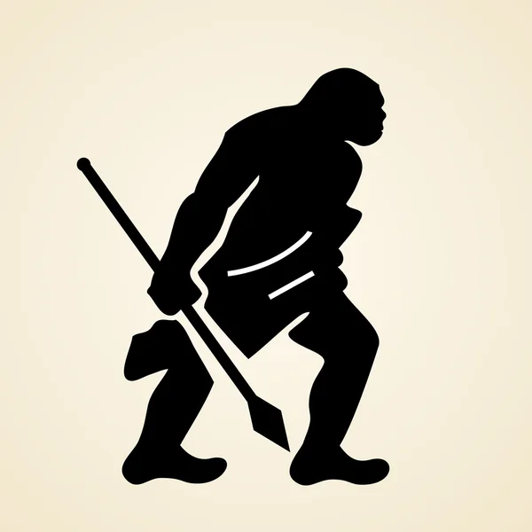 Cueva hombre con lanza — Vector de stock