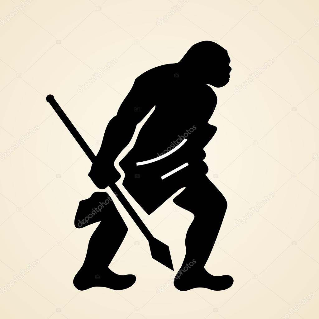 Cave man with spear