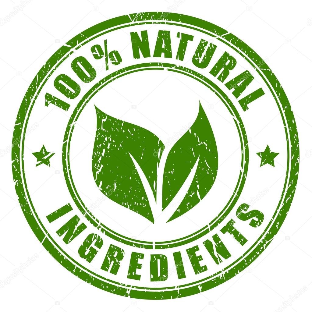 Natural ingredients stamp on white background