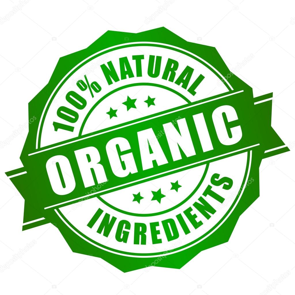 Natural organic stamp on white background