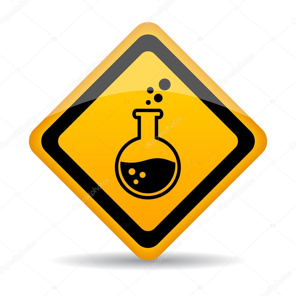 Danger chemicals warning sign on white background