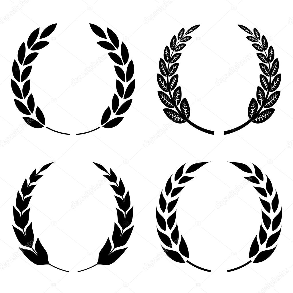 Laurel wreath icons set isolated on white background