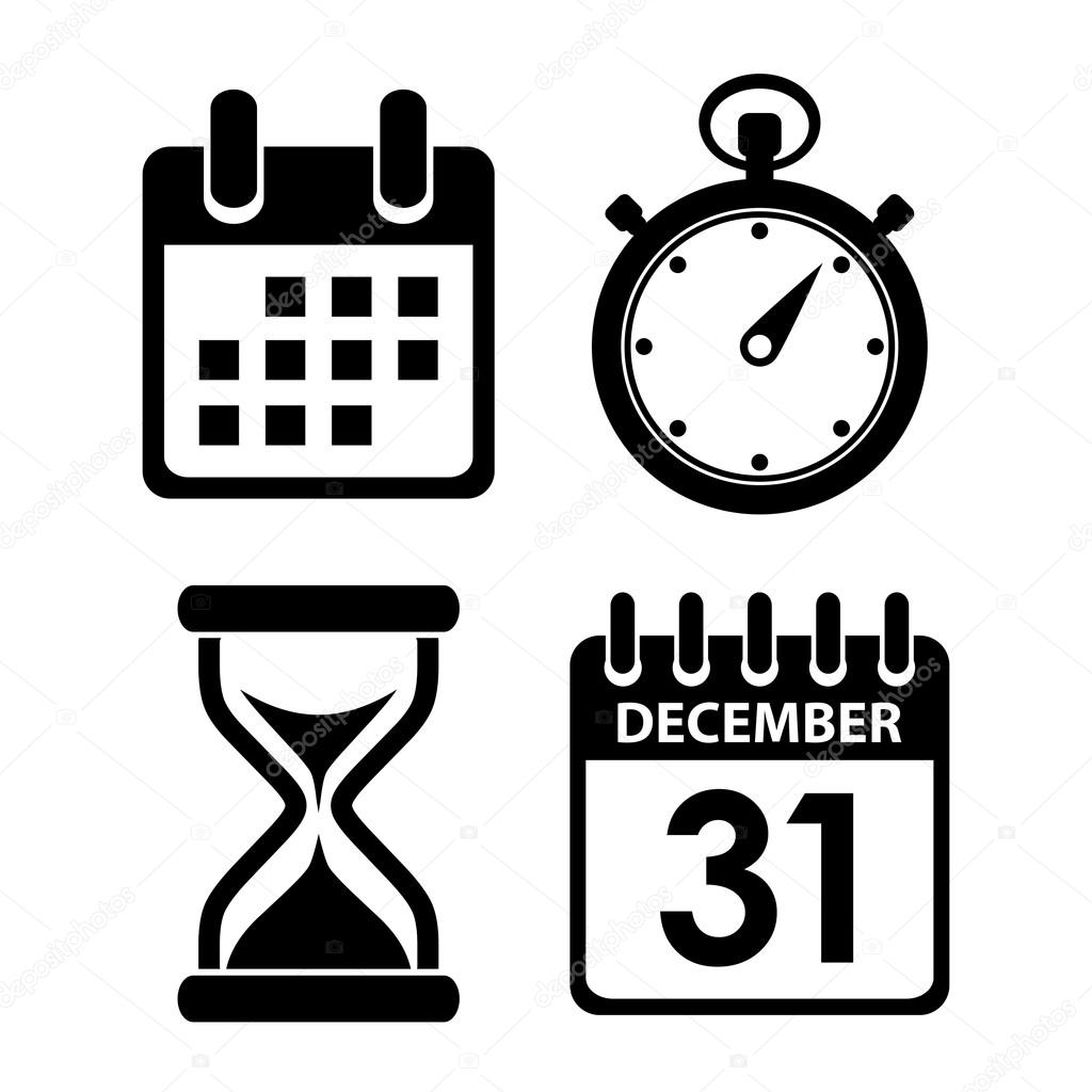Time clock icons set