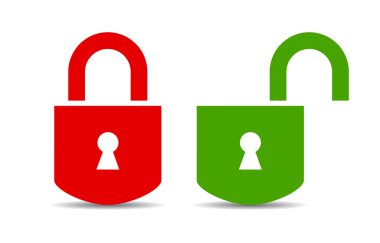 Open and closed padlock clipart