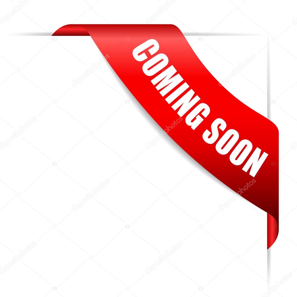 Coming soon ribbon on white background
