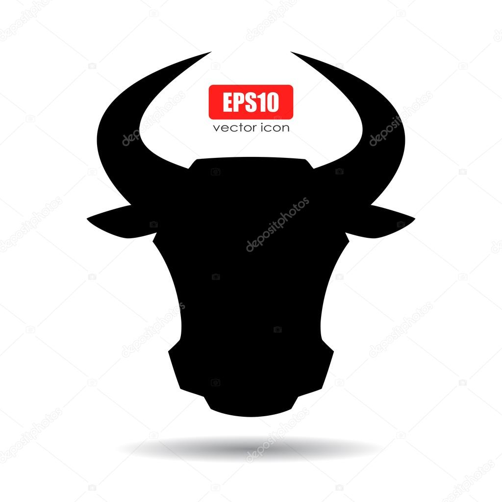 Horned bull icon on white background