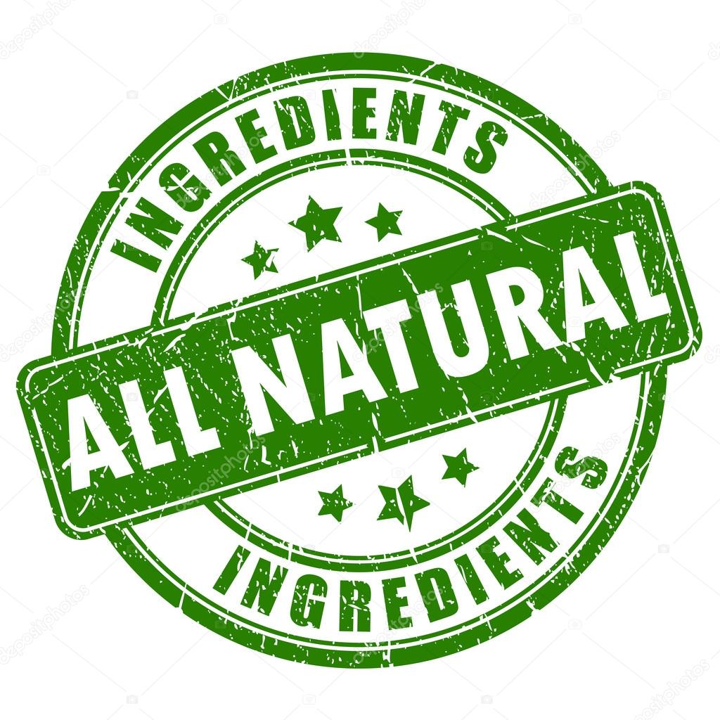 All natural ingredients vector stamp on white background