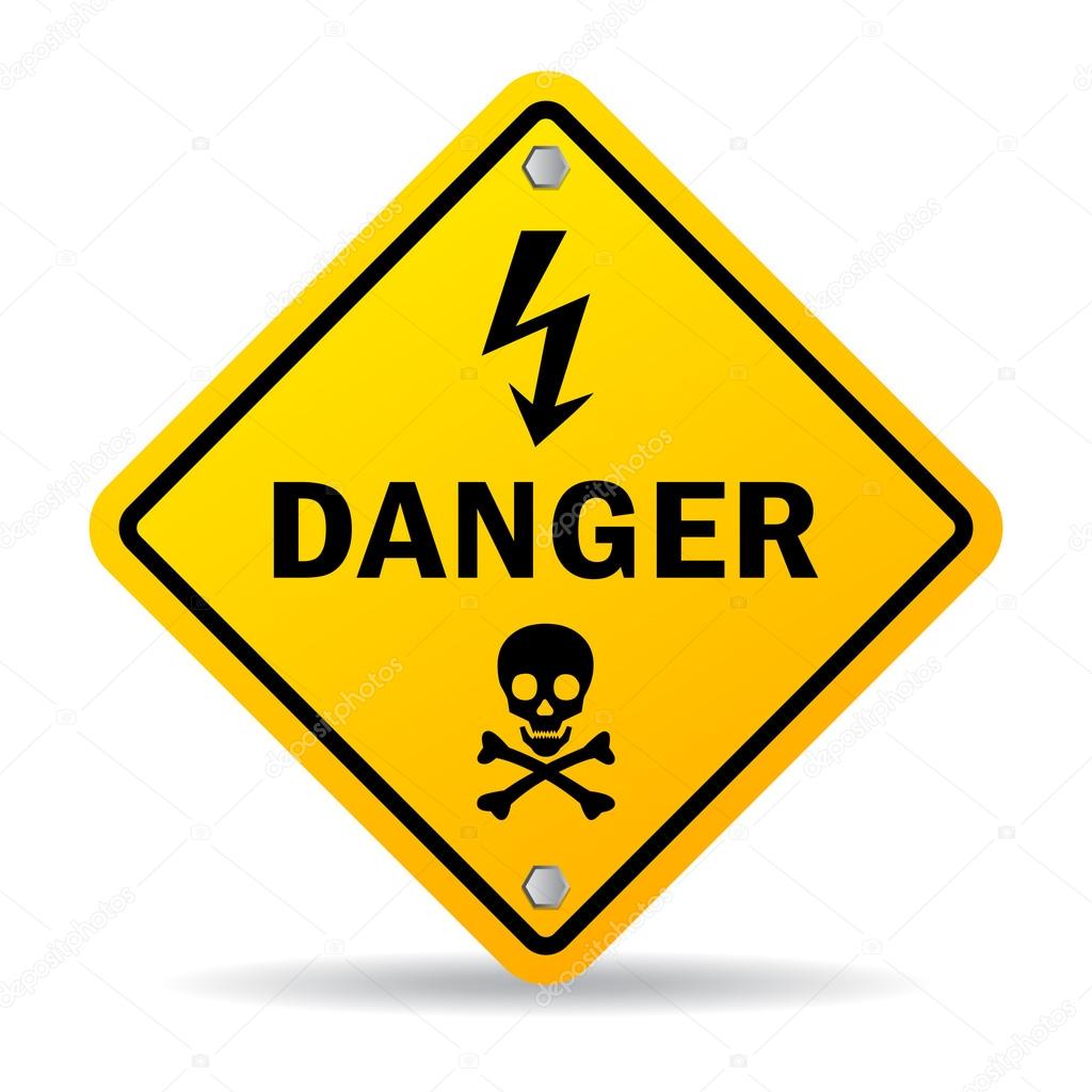 Danger sign on white background