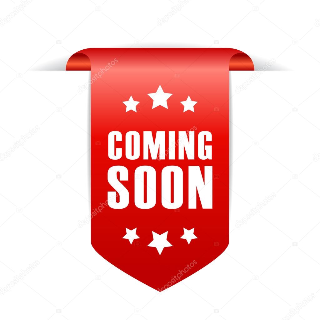 Coming soon ribbon isolated on white background