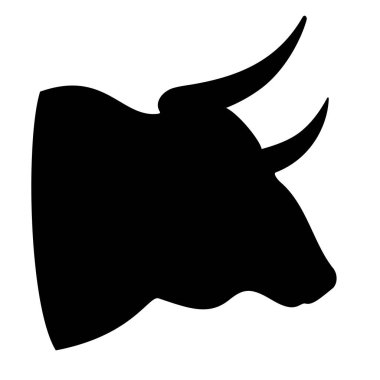 Boğa başlı vektör profili beyaz arkaplanda izole edildi