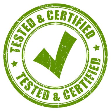Test edilmiş ve onaylanmış damgası