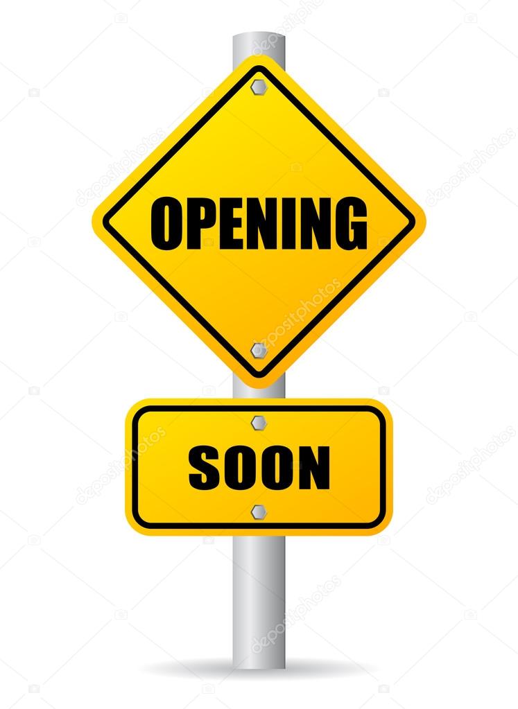 Opening soon sign isolated on white background
