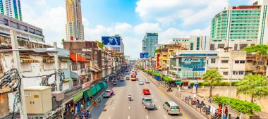 Bangkok şehri ve Rama I işlek cadde, Tayland