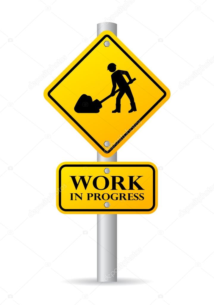 Road works in progress sign