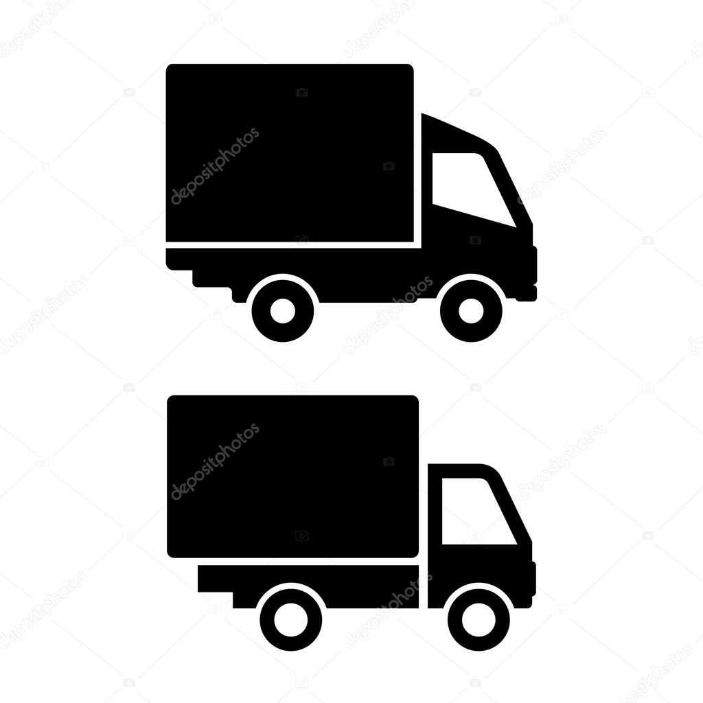 Lorry van icons set isolated on white background
