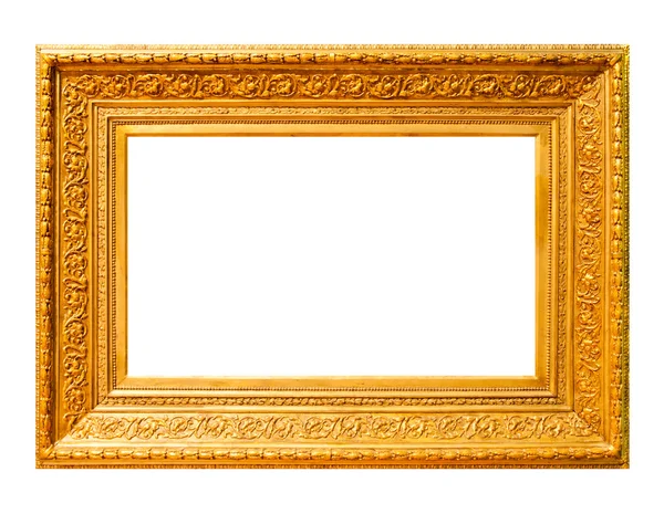 Quadro de madeira de ouro isolado no branco — Fotografia de Stock