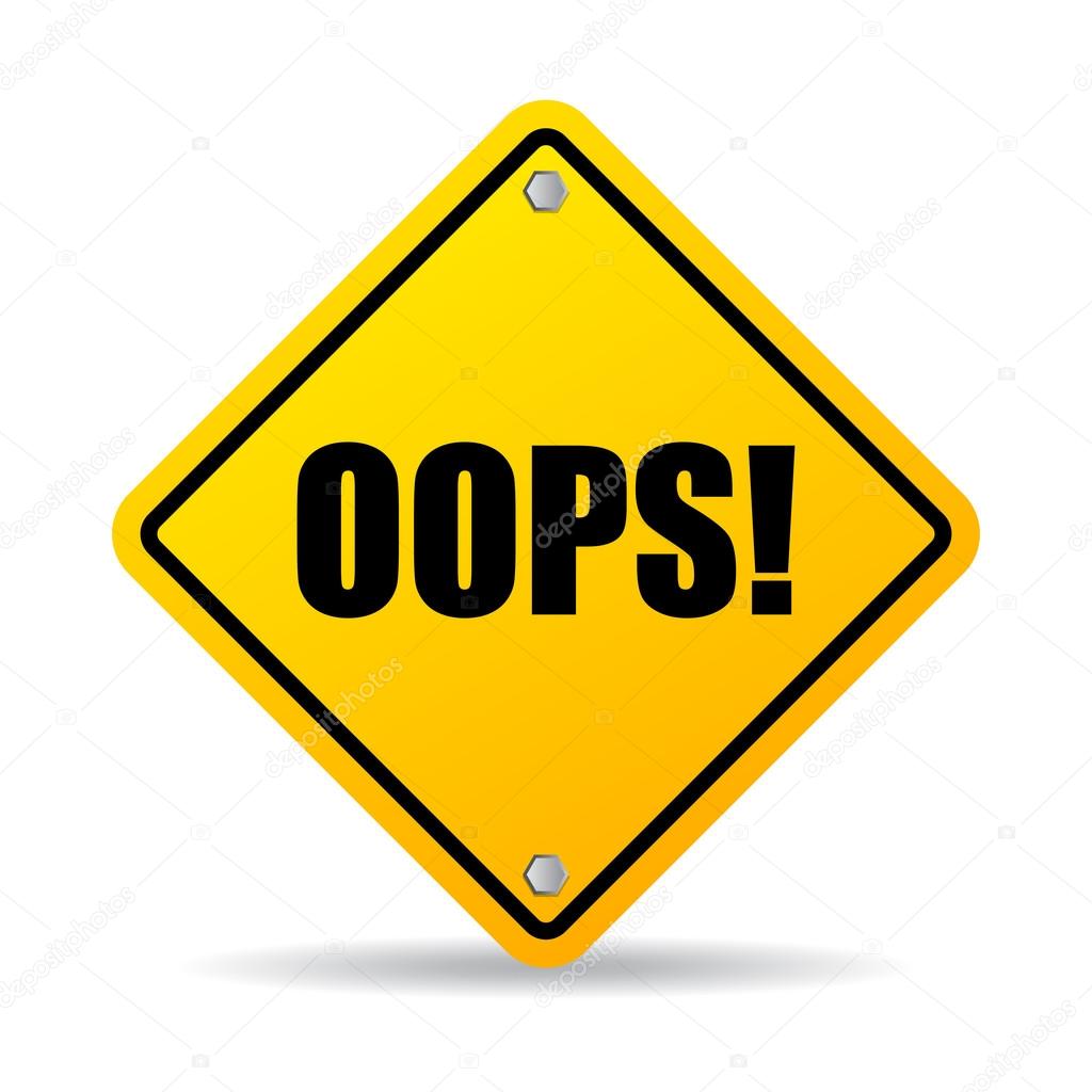 Oops rhombus vector sign illustration isolated on white background